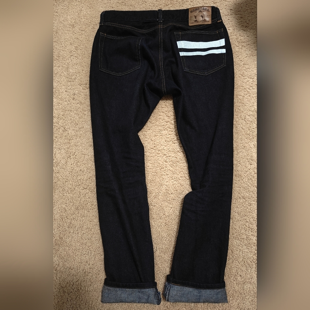SOLD Momotaro GTB Slim Taper Japanese Selvedge Denim 32 waist, Battle Stripe